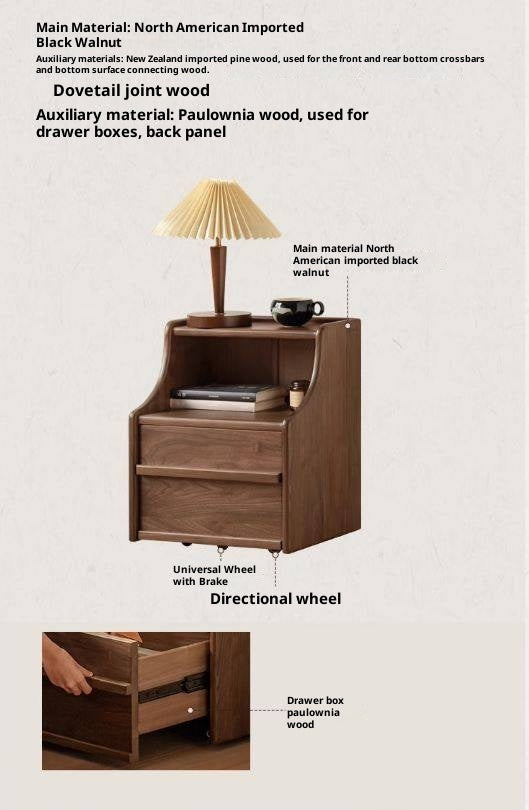 Black Walnut Solid Wood Italian Light Luxury Nightstand