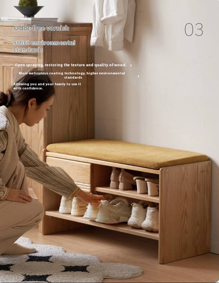 Oak Solid Wood Shoe Changing Stool