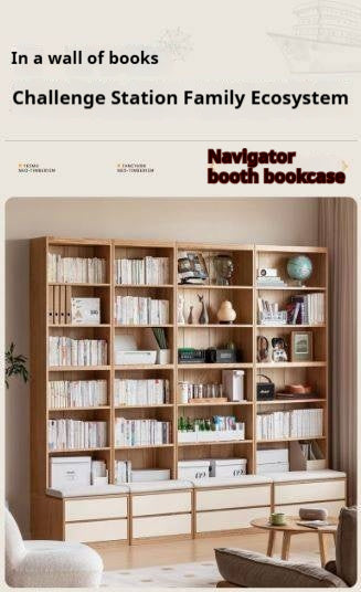 Oak Solid Wood Cream Style Study Bookcase