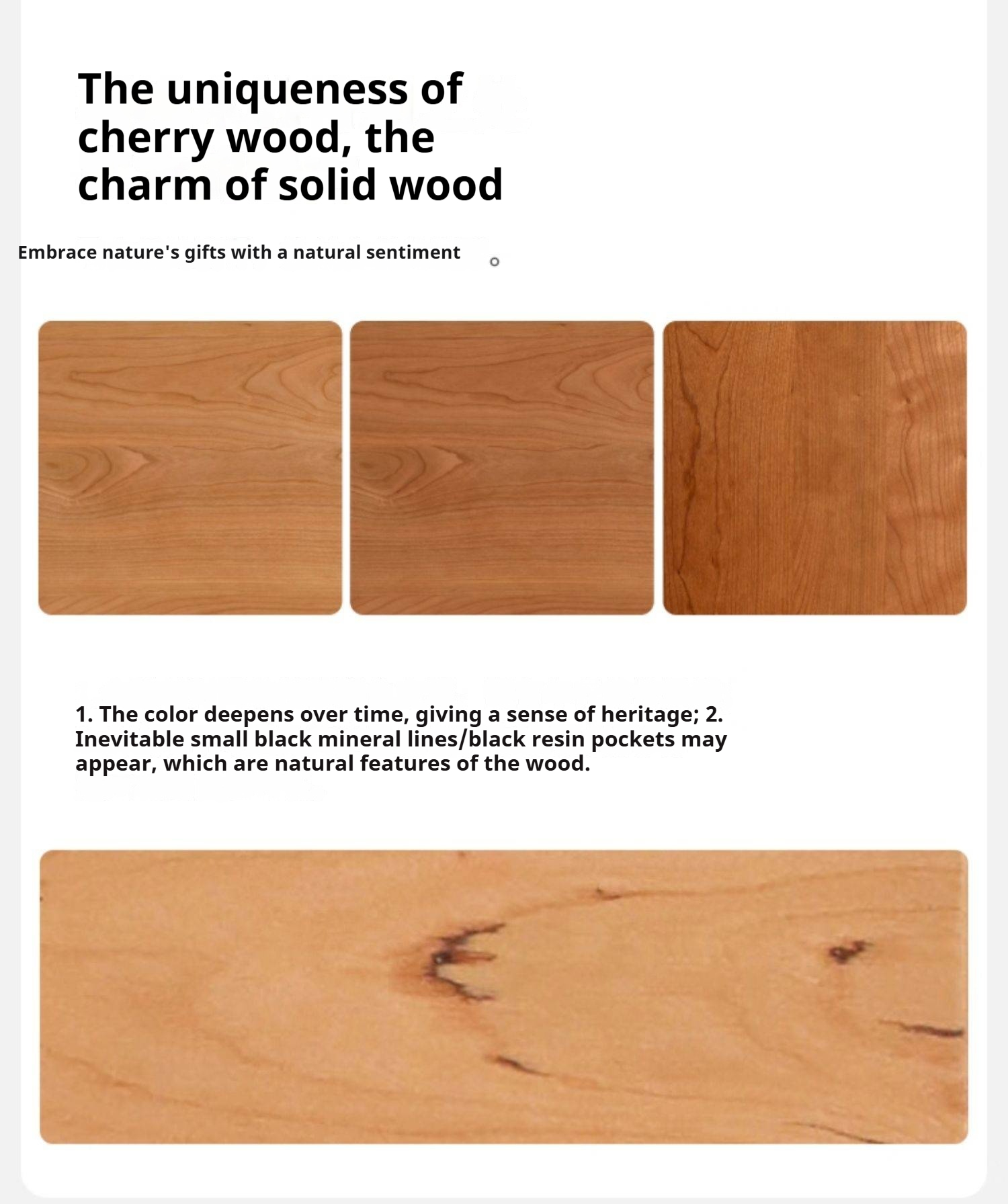 Cherry Solid Wood Rattan Bed Retro