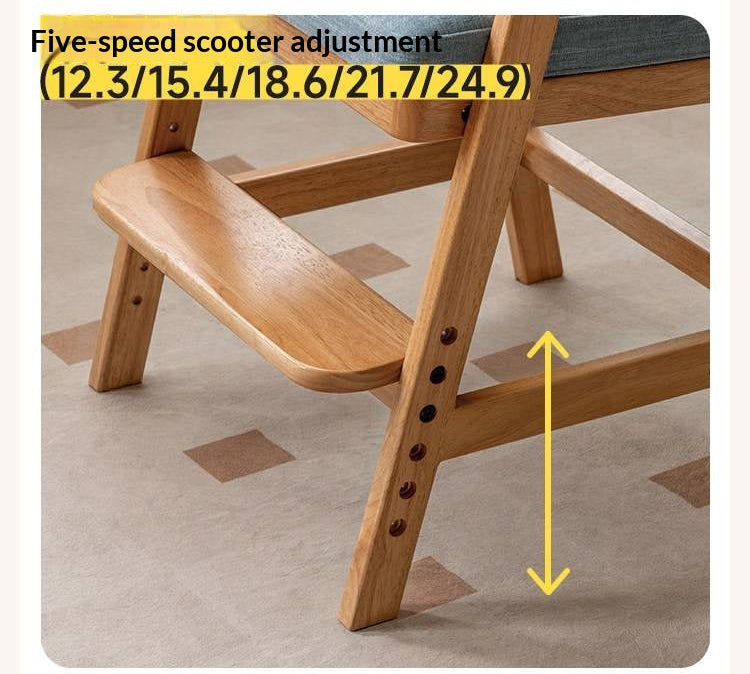 Solid RubberWood Kids Adjustable Height Desk Chair with Footrest