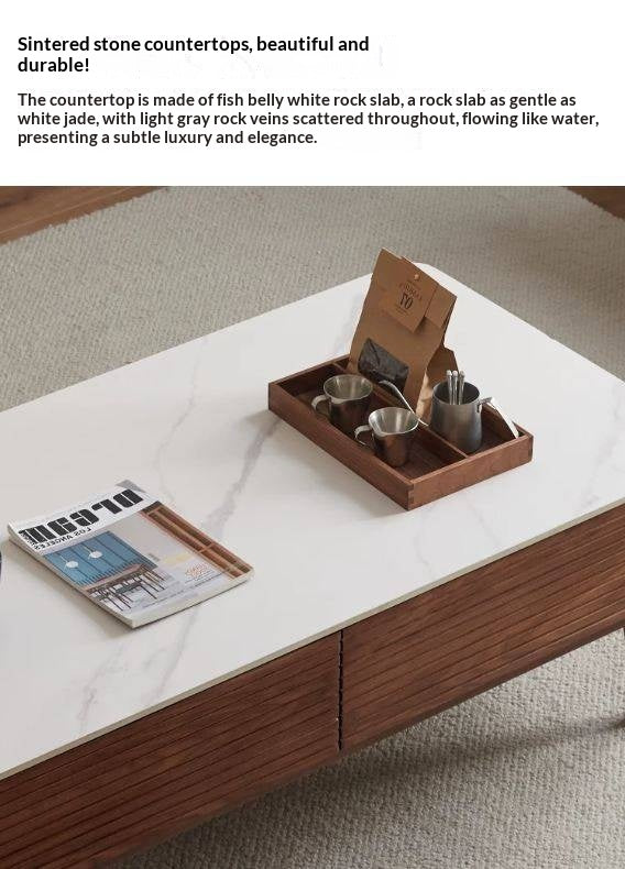 Black Walnut Solid Wood with Slate Top Coffee Table