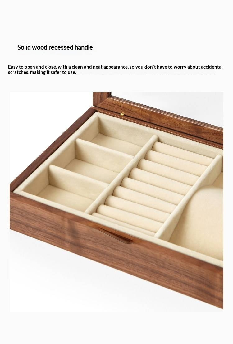 Black Walnut Solid Wood Storage Jewelry Box Transparent Display