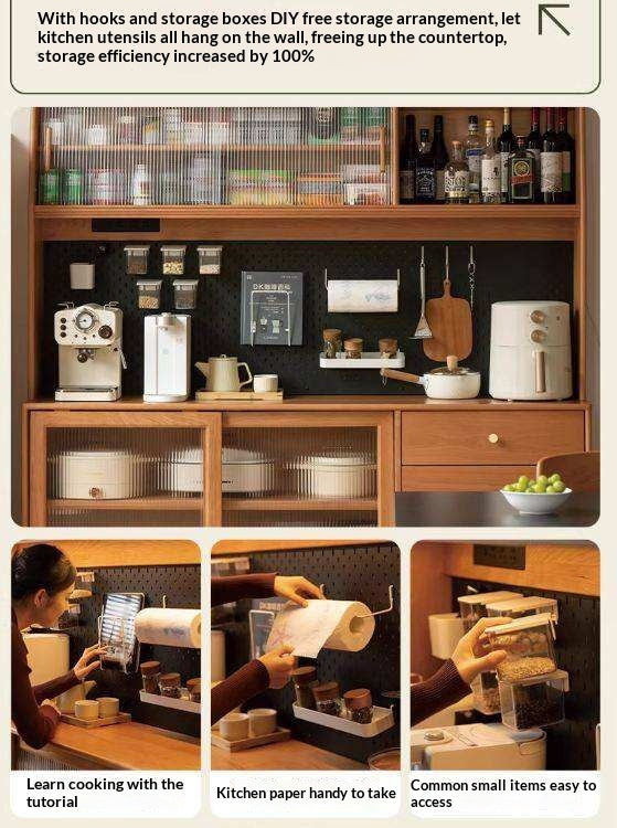 Cherry Solid Wood Sideboard High Cabinet Multi-Functional Buffet