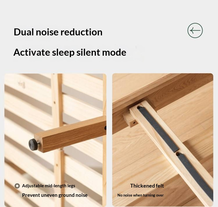 Oak Solid Wood Bed — Modern Minimalist Style with Genuine Leather and Floating Design