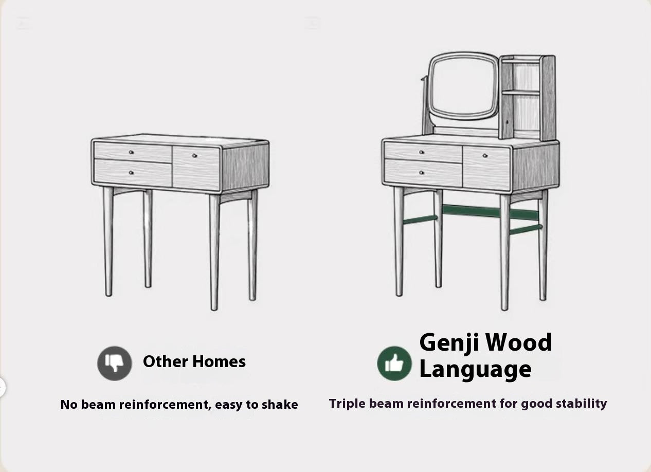 Ash Solid Wood Modern Style Vanity Table Multi Functional.