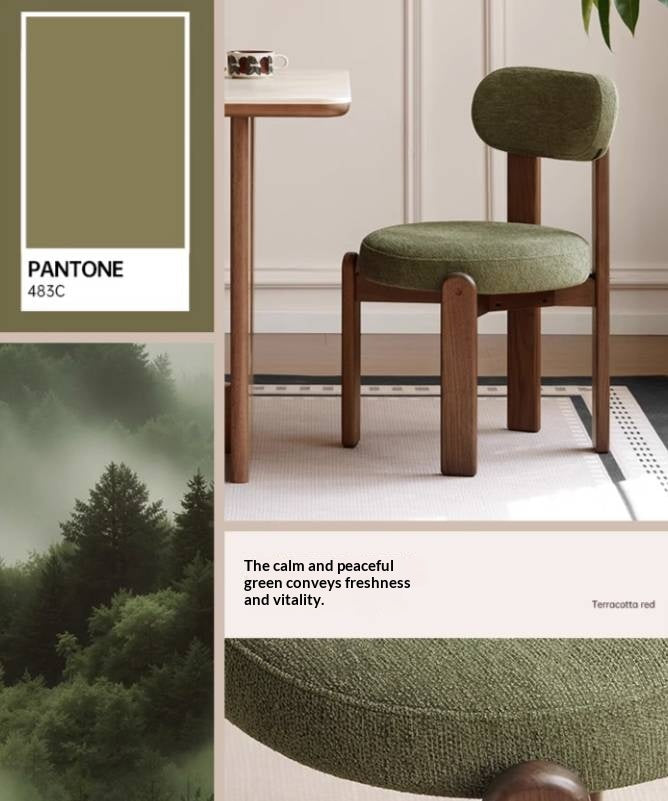 Set 4pcs Black Walnut Solid Wood, Solid Rubberwood Wood Upholstered Dining Chair, Modern Organic