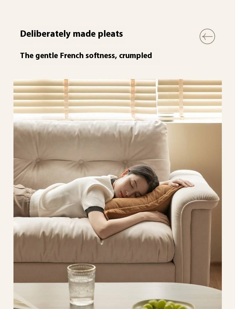 French Retro Fabric Sofa – High-Back with Pet-Friendly Scratch-Resistant Fabric