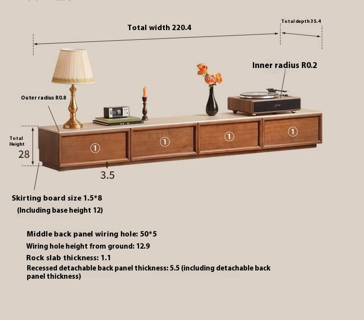 Poplar Solid Wood Ancient Style TV Cabinet