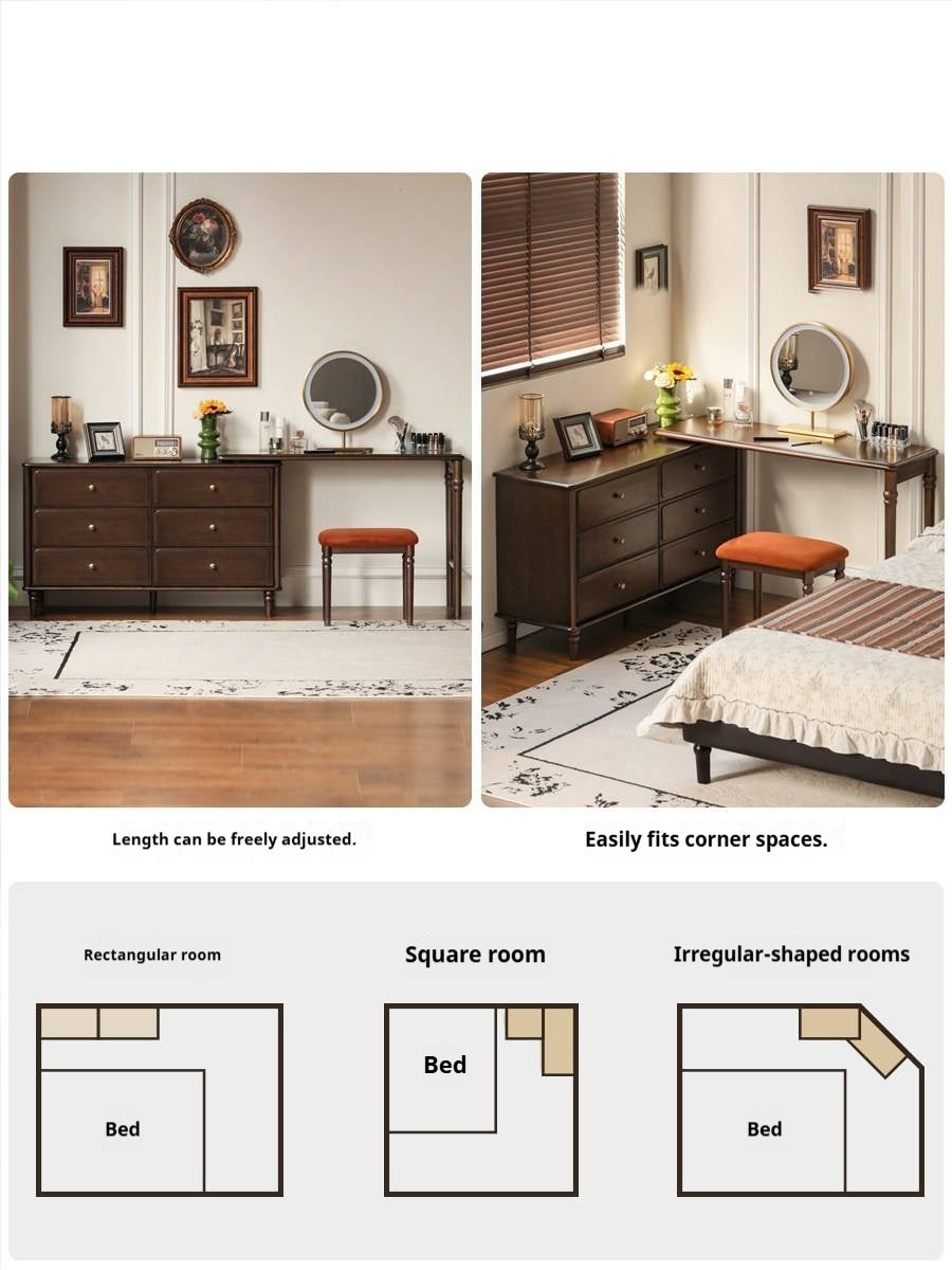Poplar Solid Wood American Retro Style Bedroom Storage Cabinet