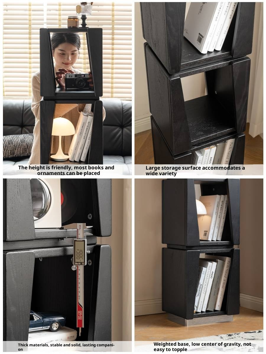 Oak Solid Wood Narrow Bauhaus Style Bookshelf