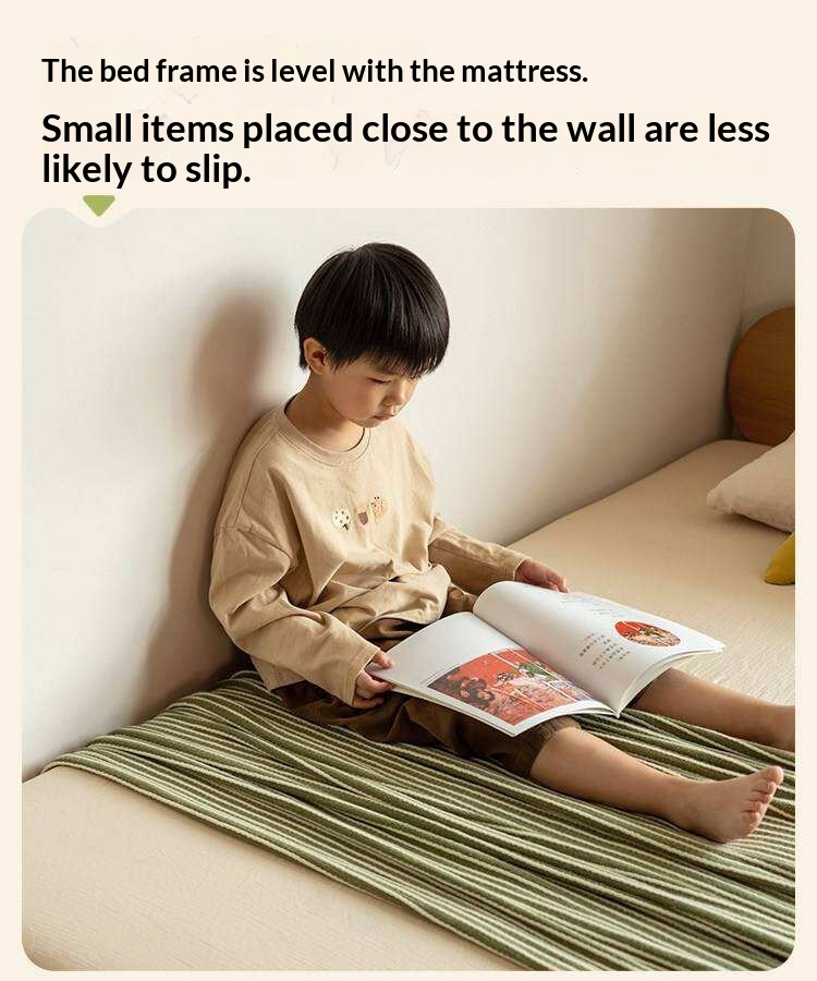 Beech Solid Wood Kids Montessori Platform Bed with Cloud Headboard