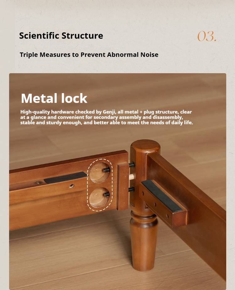 Poplar Solid Wood Bed – French Retro Design with Soft Fabric Upholstery