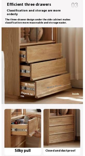 Oak Solid Wood Modern Side Cabinet.