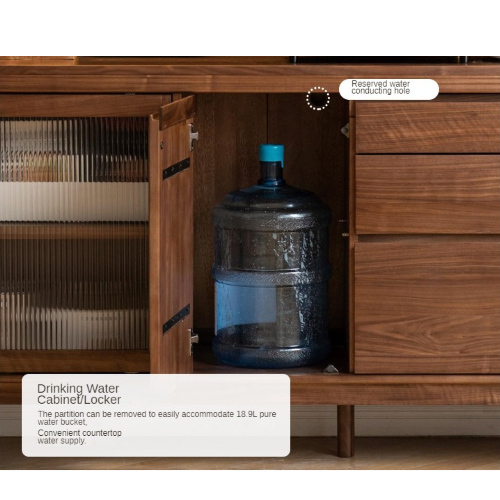 Black Walnut, Oak Solid Wood Rock Board Sideboard