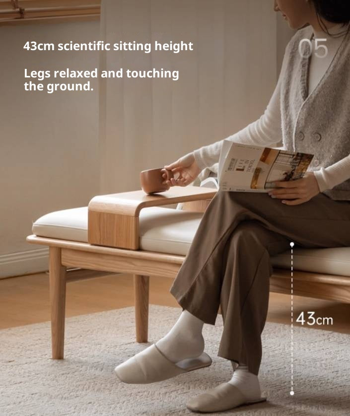 Oak Solid Wood Modern Long Soft Bench