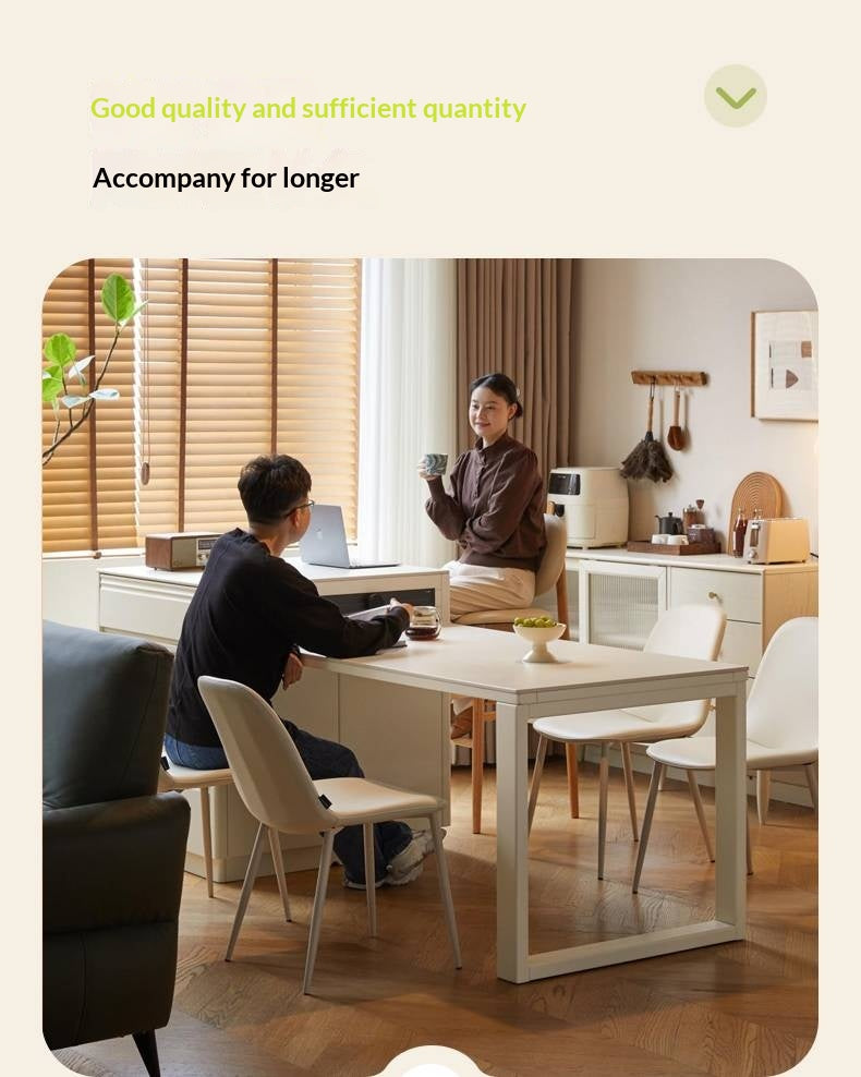 Solid Rubberwood Cream-Style Extendable White Slab Island