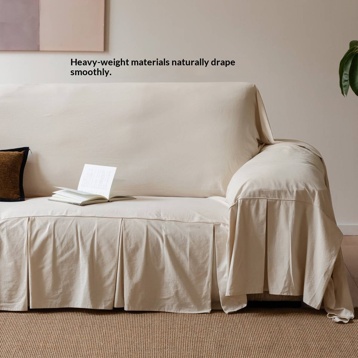 100% Cotton Sofa Cover, All-Season Washable Slipcover, Breathable Dustproof Sofa Protector
