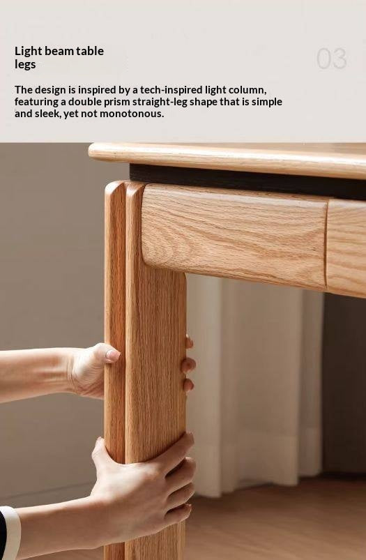 Oak, Ash Solid Wood Modern Minimalist Office Desk with Drawers