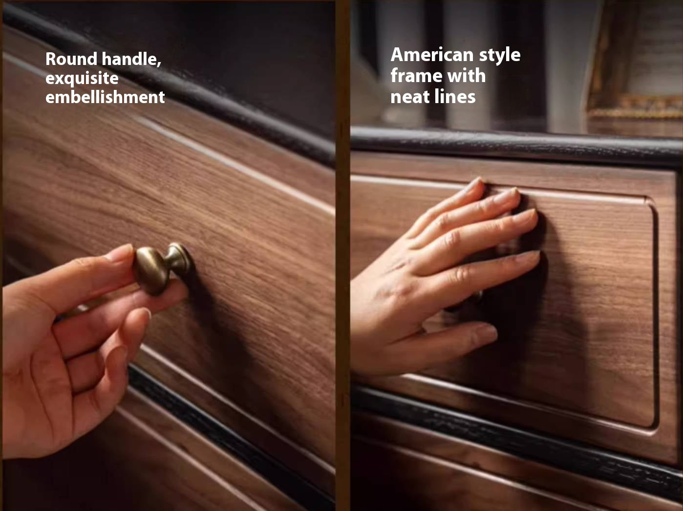 Black Walnut, Solid Rubberwood American Retro Style Nightstand