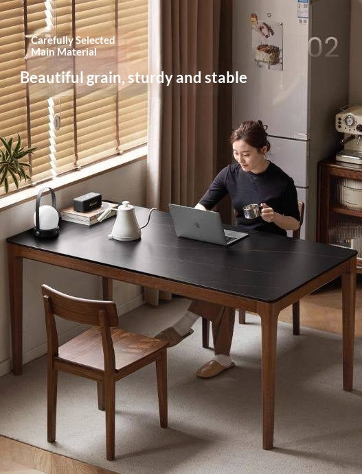 Oak Solid Wood Modern Minimalist Rock Plate Dining Table