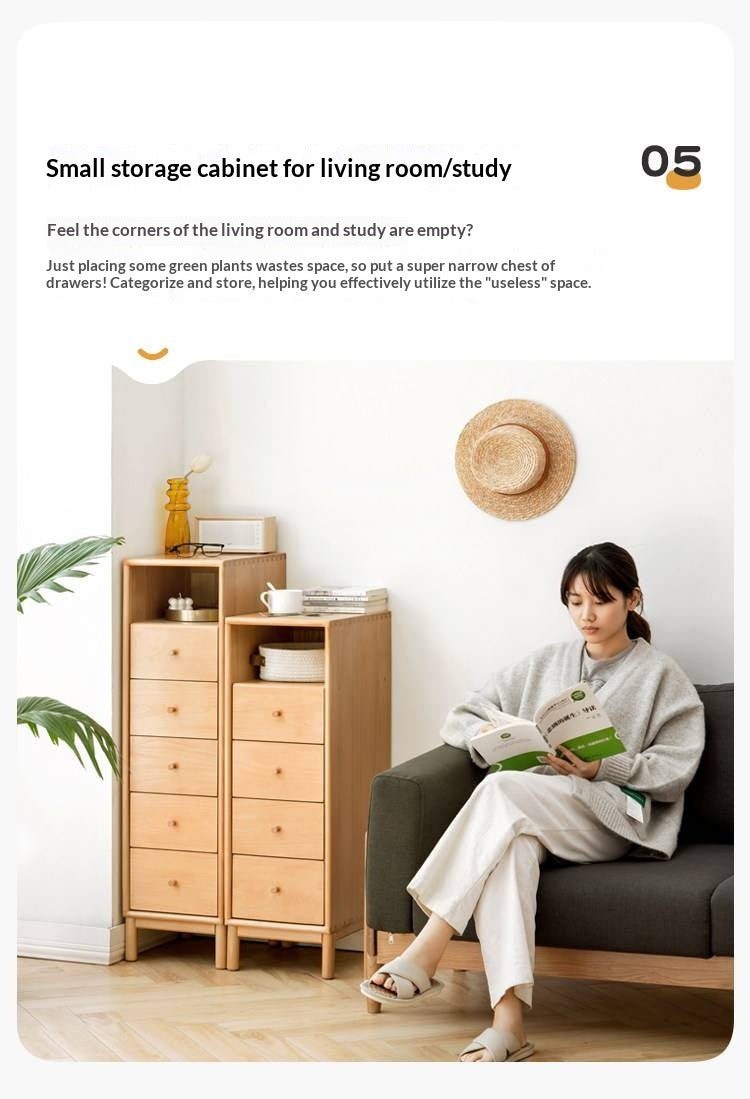 European Beech Solid Wood Storage Side Cabinet Combination