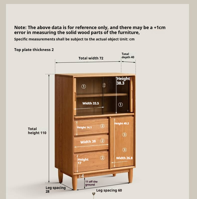 Cherry Solid Wood Mid-range Style Side Cabinet.