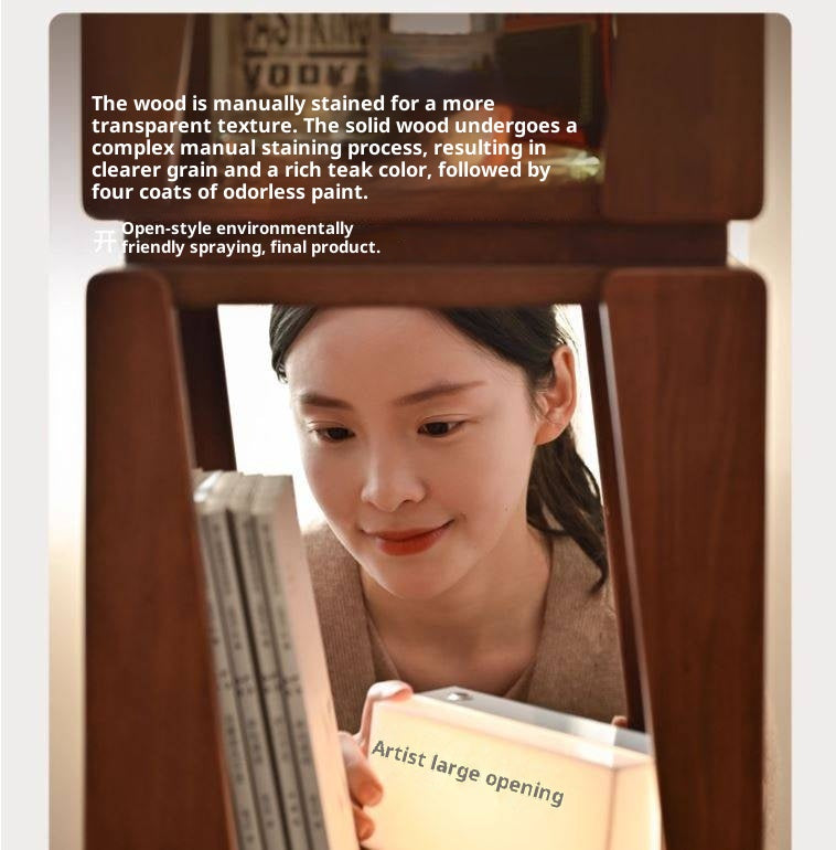 Tulipwood Solid Wood Vintage Bauhaus Bookshelf