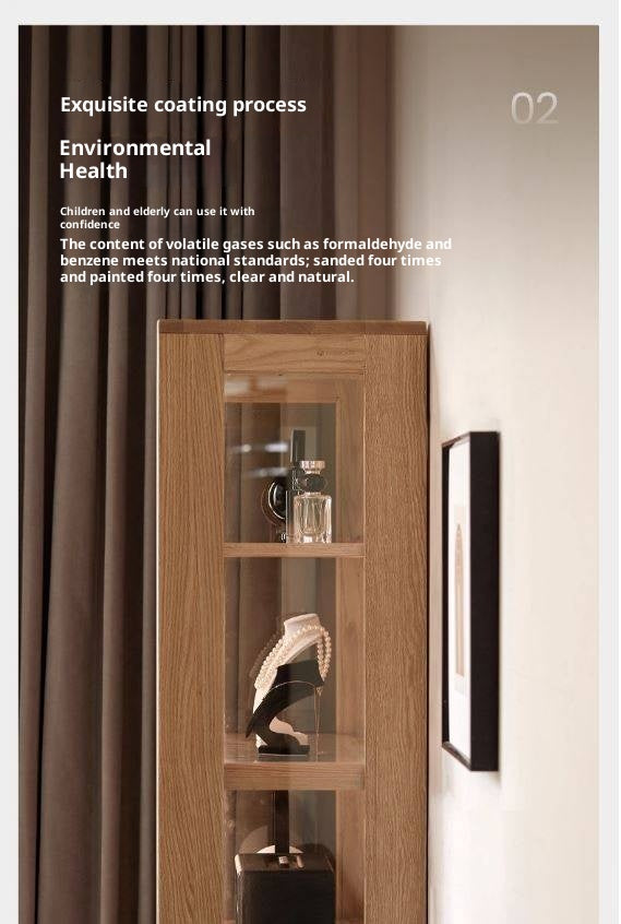 Ash Solid Wood Modern Glass Bookcase