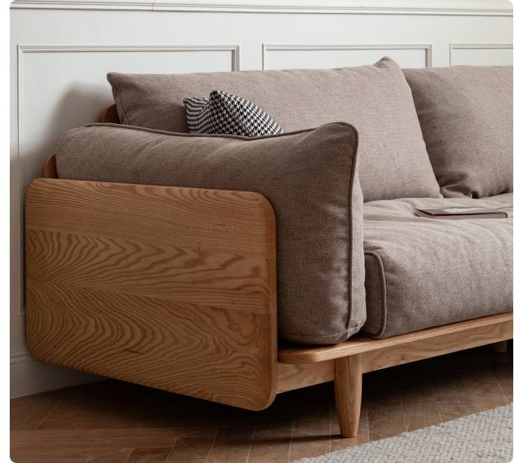 Oak, Ash Solid Wood genuine leather, fabric Sofa