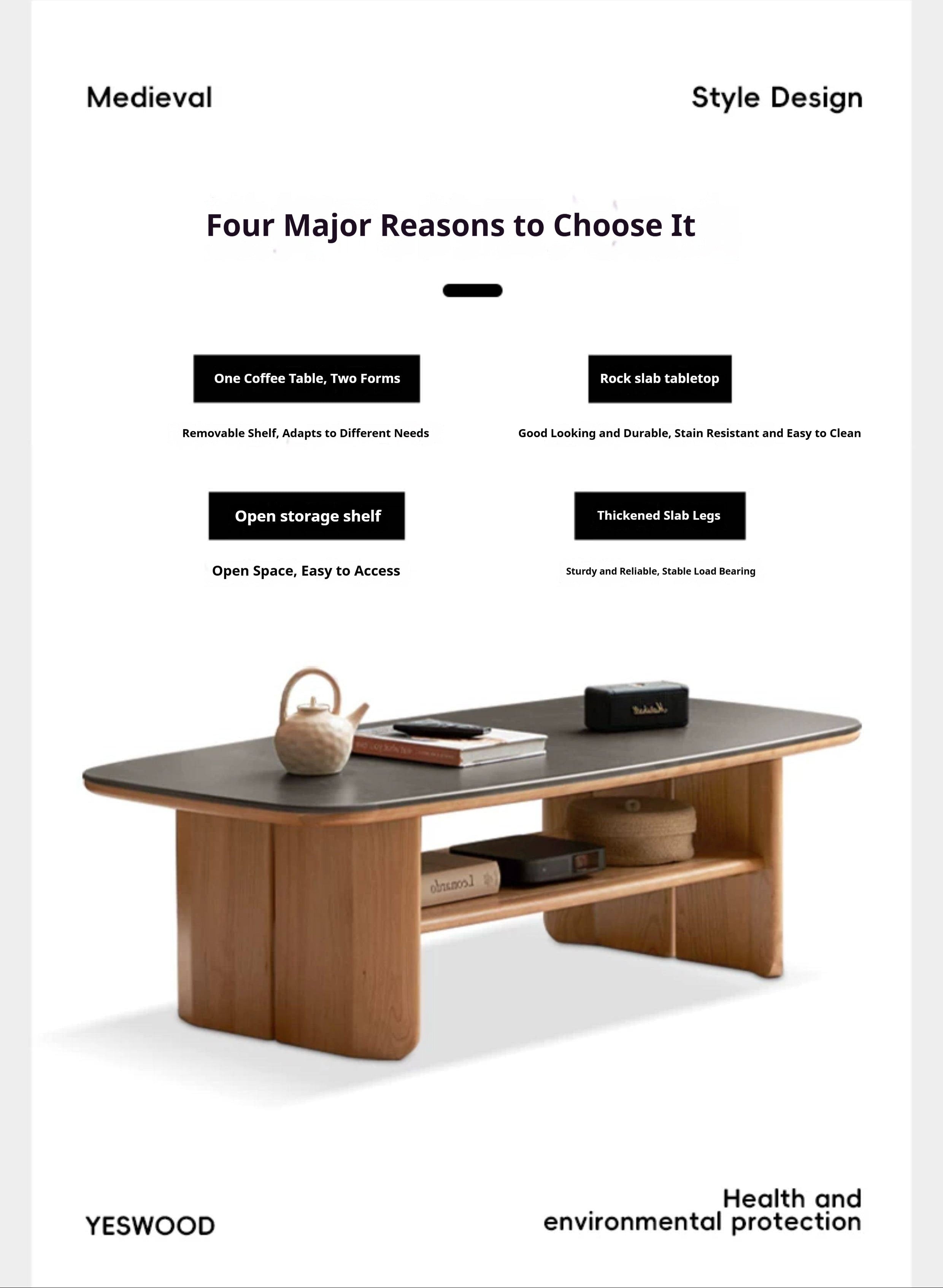 Black Walnut, Cherry Solid Wood Coffee Table