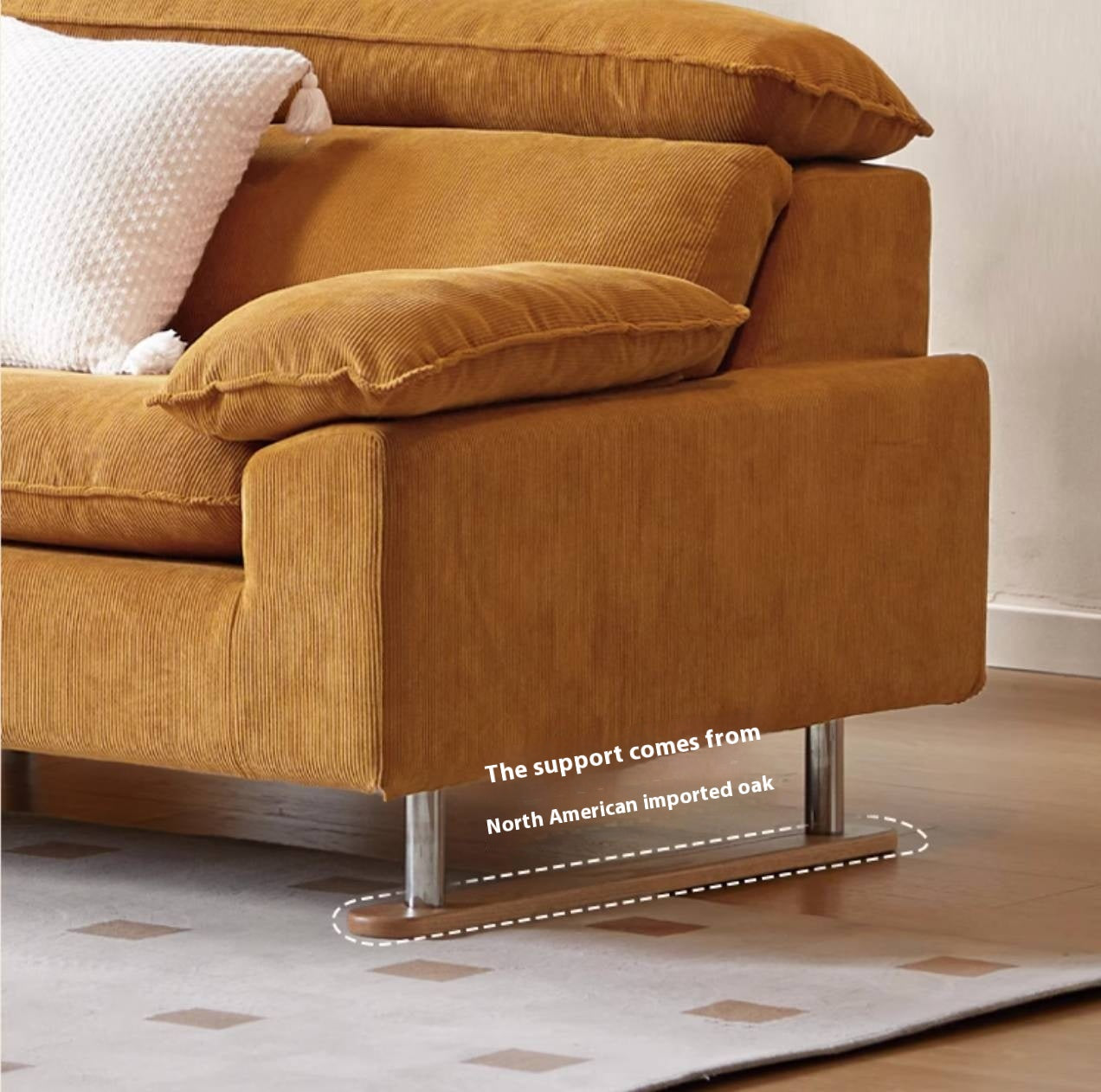 High-Back Corduroy Fabric Sofa with Removable Cover