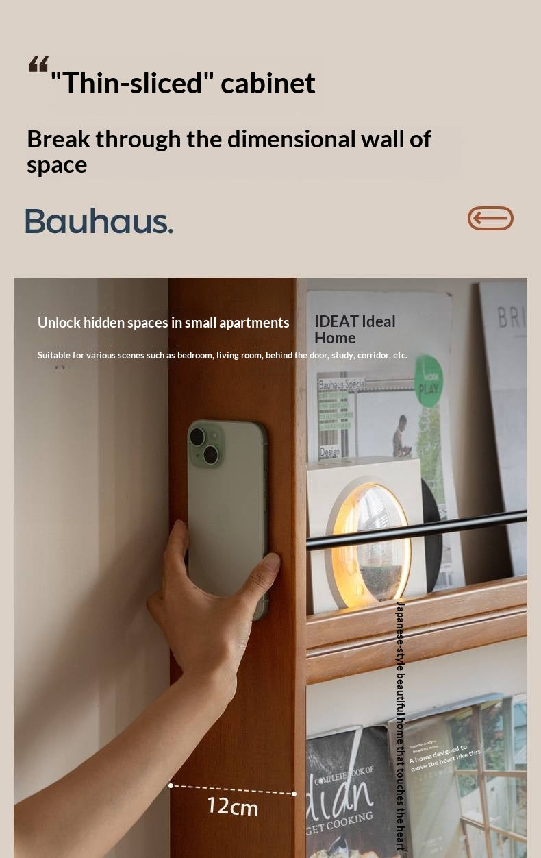 Solid Rubberwood Vintage Style Ultra-Thin Bookshelf