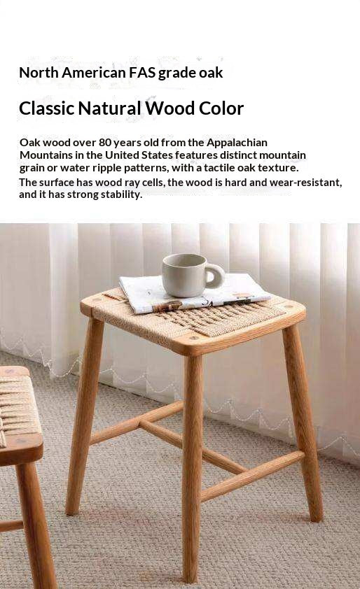Cherry Solid Wood Rope Stool