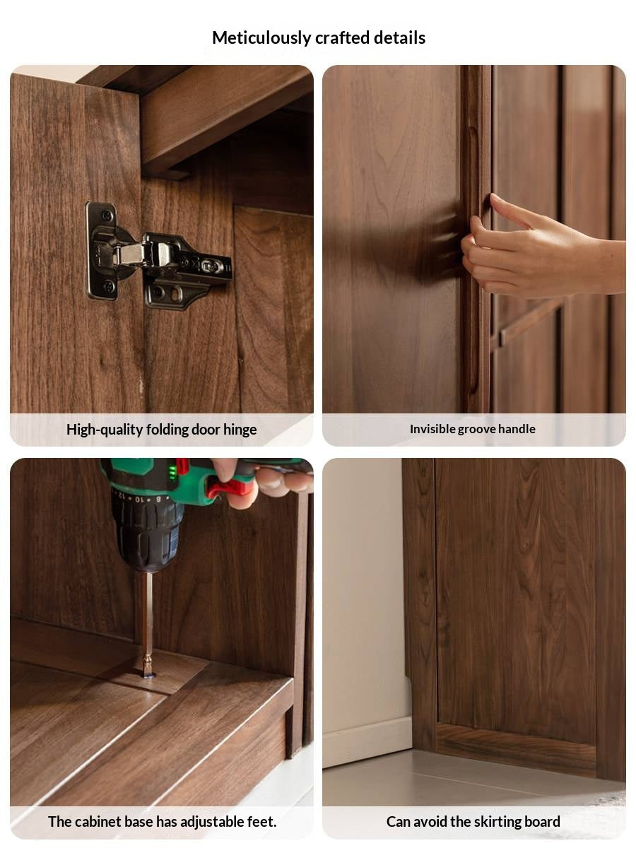 Black Walnut Solid Wood Italian Light Luxury Wardrobe