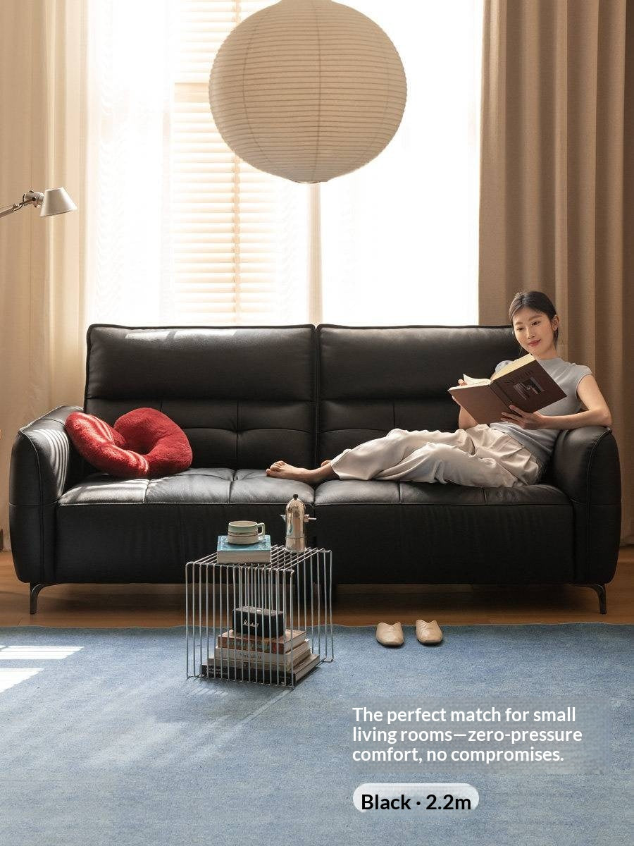 Genuine Leather Sofa, Italian Style High-Back
