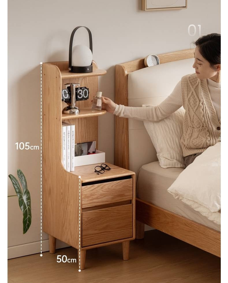 Oak Solid Wood Modern Nightstand.