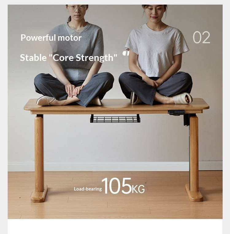 Oak Solid Wood Electric Lift Office Desk