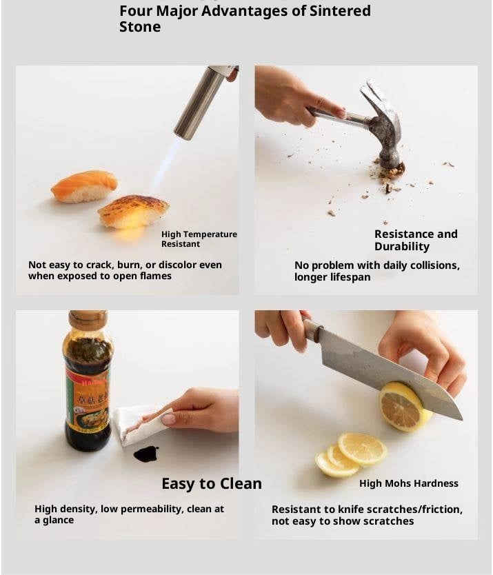 Oak, Beech Solid Wood Modern Rock Plate Island Table