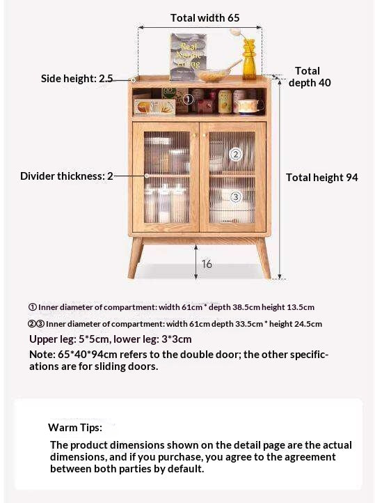 Oak Solid Wood, Solid RubberWood Sideboard Sliding Doors