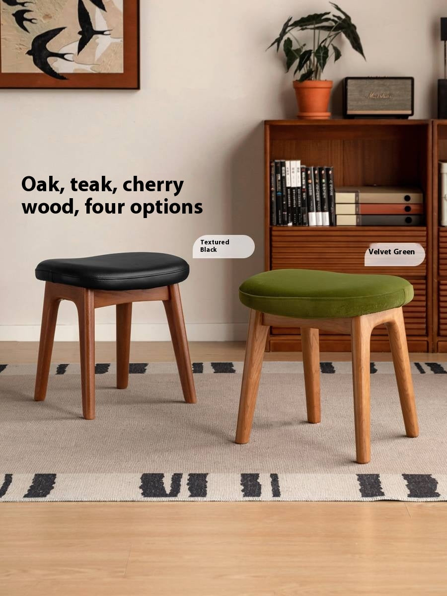 Ash, Black Walnut, Oak Solid Wood, Solid Longan Hardwood Makeup Stool