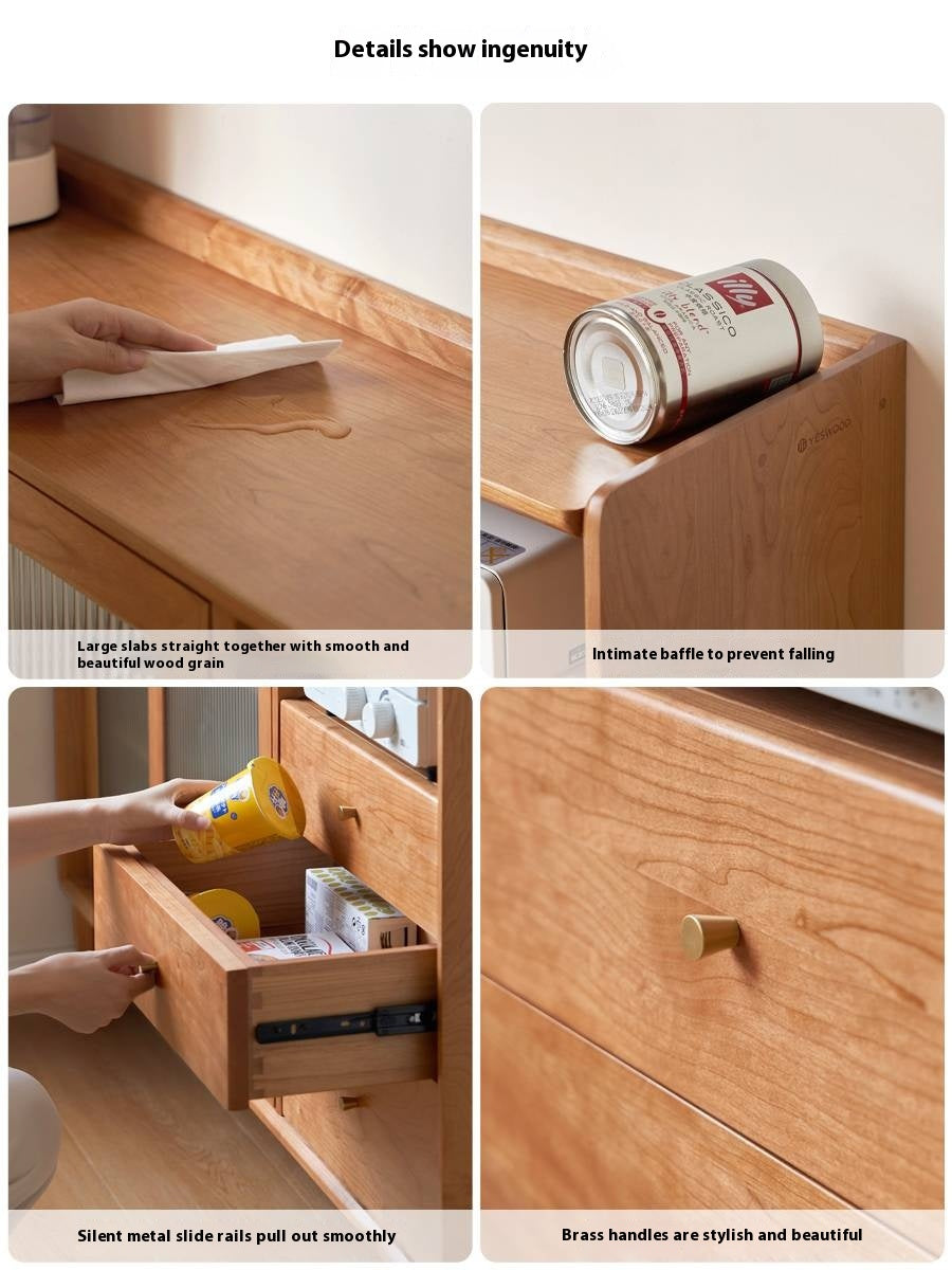 Cherry Solid Wood Ancient Style Ultra Thin Side Cabinet