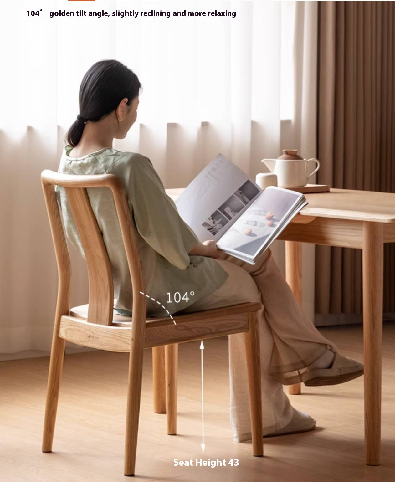 Set 4 pcs Oak Solid Wood New Chinese Style Dining Chair