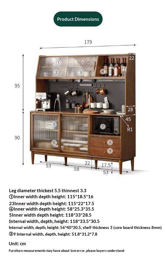 Ash Solid Wood Sideboard High Wine Cabinet Buffet