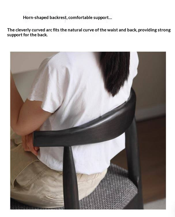 Set 4 pcs White Ash Solid Wood Horn Presidential Chair