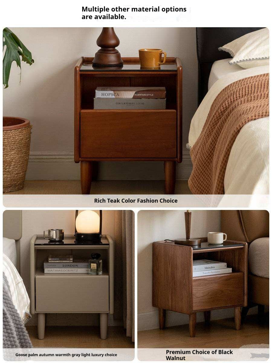Cherry, Ash Solid Wood Small Nightstand.