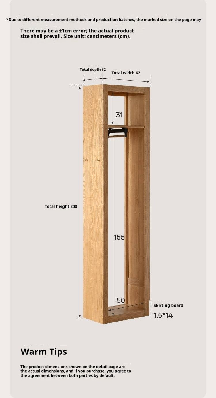 Oak Solid Wood Modern Corner Wardrobe