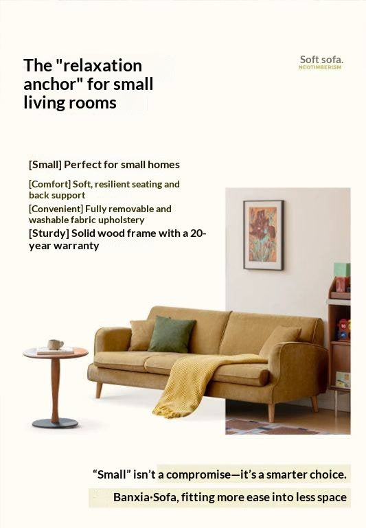 Compact Track Arm Sofa with Tapered Wood Legs