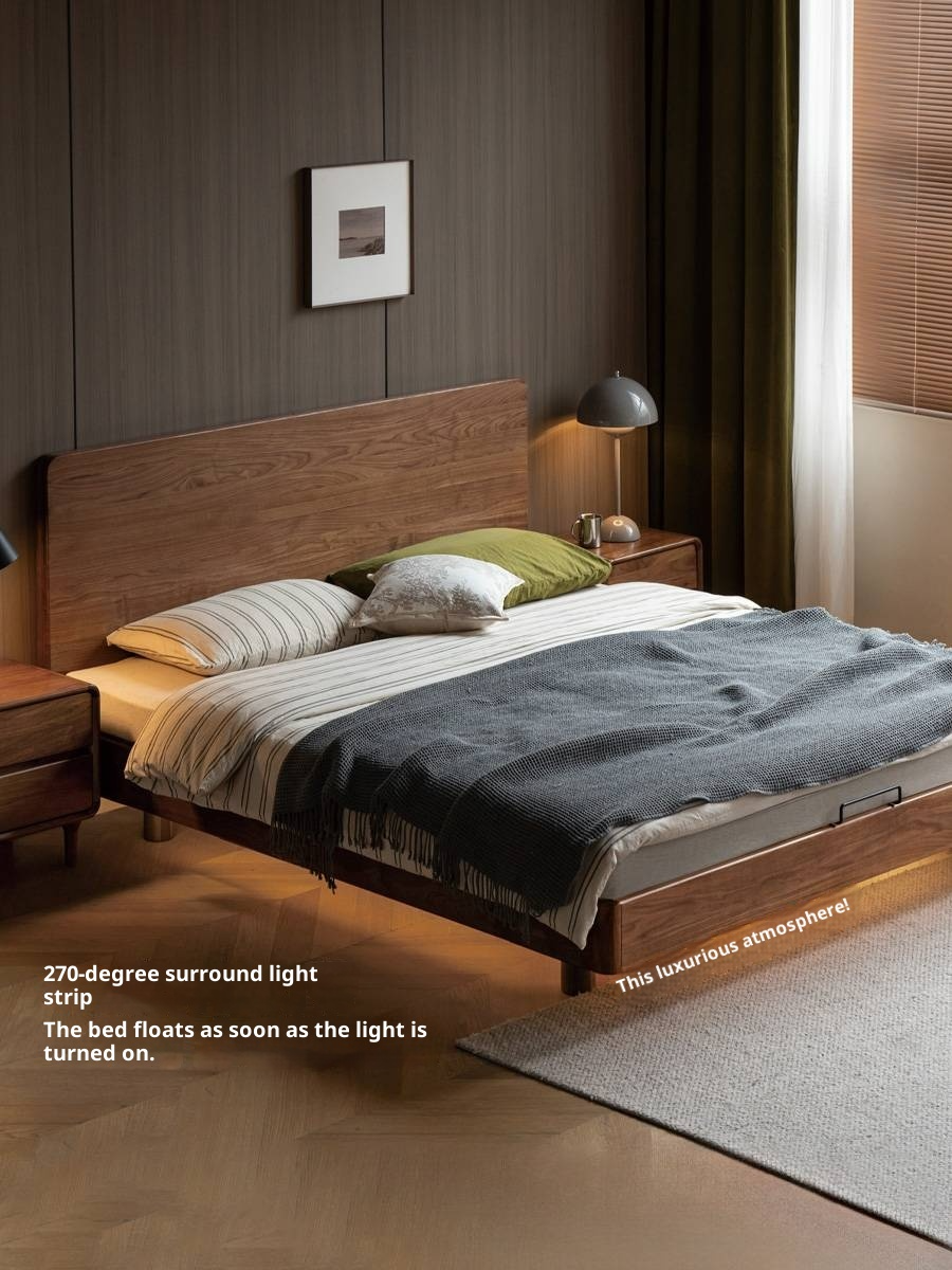 Black Walnut Solid Wood Modern Minimalist Bed