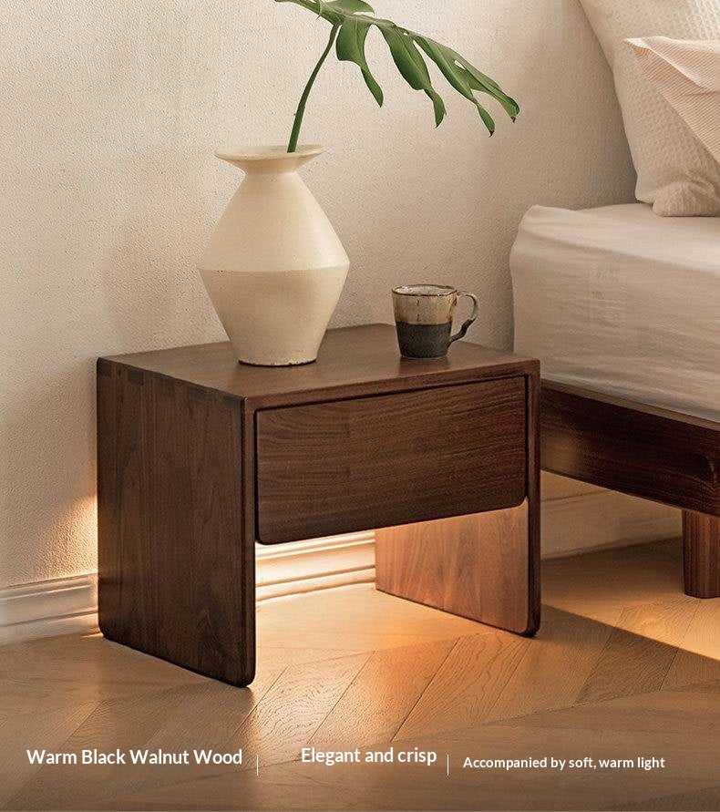 Black Walnut, Ash Solid Wood Simple Modern Nightstand